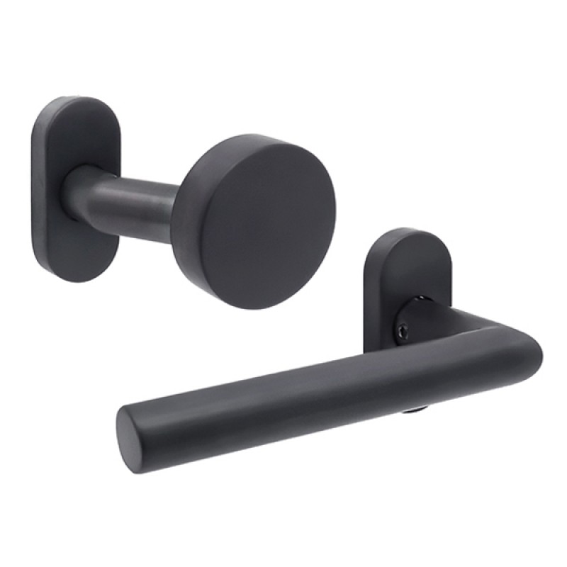 Ручки на розеті ABARO Lido FM фіксована-натискна темний графіт PVD