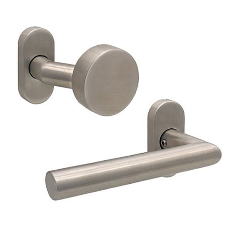 Ручки на розеті ABARO Lido FM фіксована-натискна нержавіюча сталь