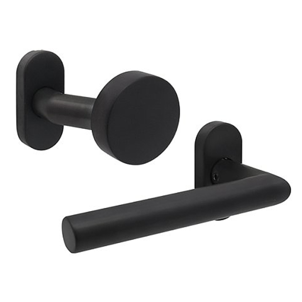 Ручки на розеті ABARO Lido FM фіксована-натискна чорний