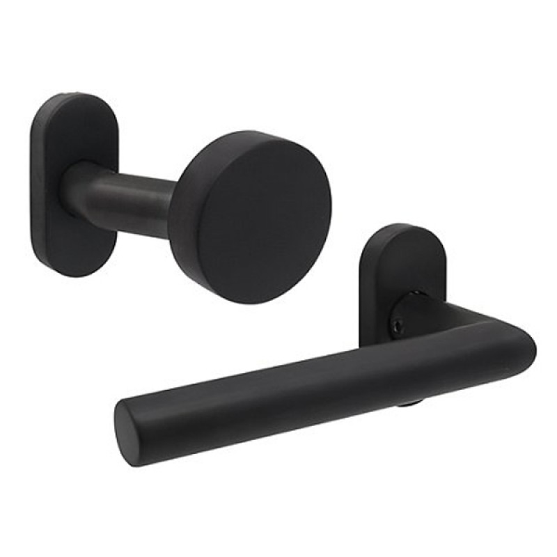 Ручки на розеті ABARO Lido FM фіксована-натискна чорний