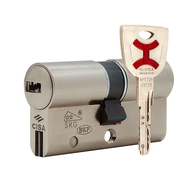 Циліндр CISA AP4 S 60 (30*30) нікель матовий 3 ключі