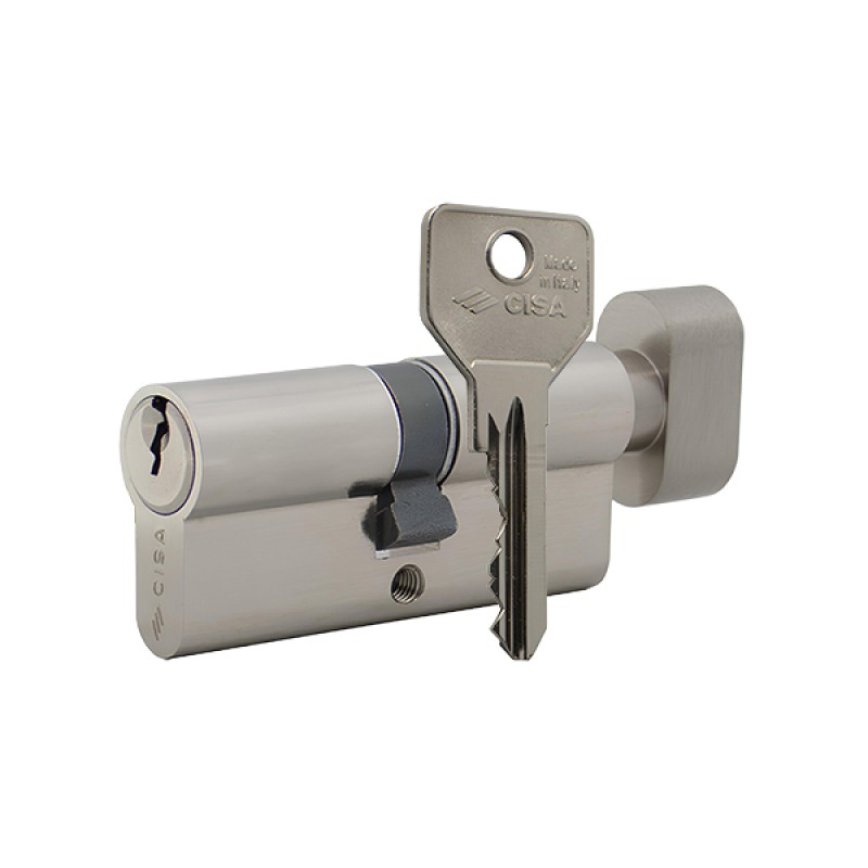 Циліндр CISA C2000 60T (30*30T) нікель матовий 3 ключі