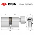 Циліндр CISA ASIX P8 60T (30*30T) нікель матовий 3 ключі