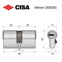 Циліндр CISA ASIX P8 60 (30*30) нікель матовий 3 ключі