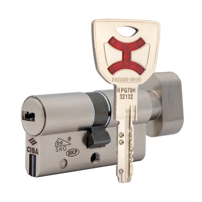 Циліндр CISA AP4 S 60T (30*30T) нікель матовий 3 ключі