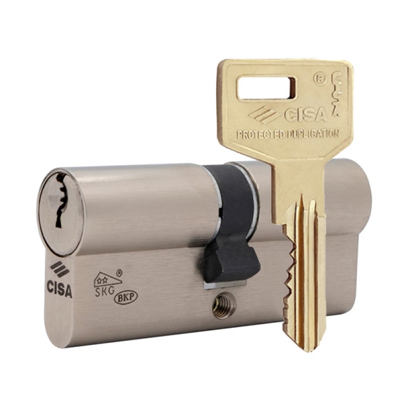 Циліндр CISA C3000 60 (30*30) нікель матовий 3 ключі