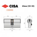 Циліндр CISA C3000 60 (30*30) нікель матовий 3 ключі
