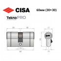 Циліндр CISA Astral Tekno PRO 60 (30*30) нікель матовий 3 ключі