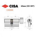 Циліндр CISA C3000 60T (30*30T) нікель матовий 3 ключі