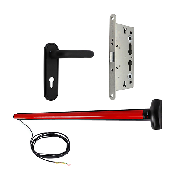 Комплект антипаніки врізний CISA eFAST 59751.00 електромоторний червоний-чорний