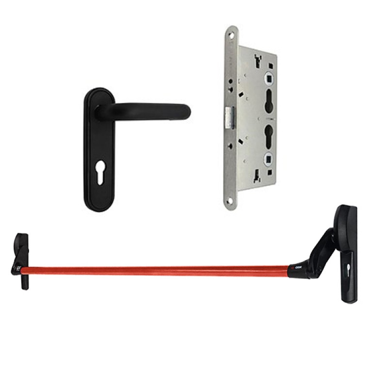 Комплект антипаніки врізний CISA Fast Push 59617.10 для протипожежних дверей червоний-чорний