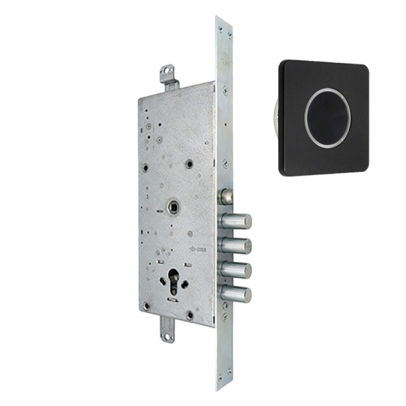 Розумний замок CISA DOMO Connexa E6537.28 ел.моторний+ кнопка-контроллер CISA Button квадратна чорна