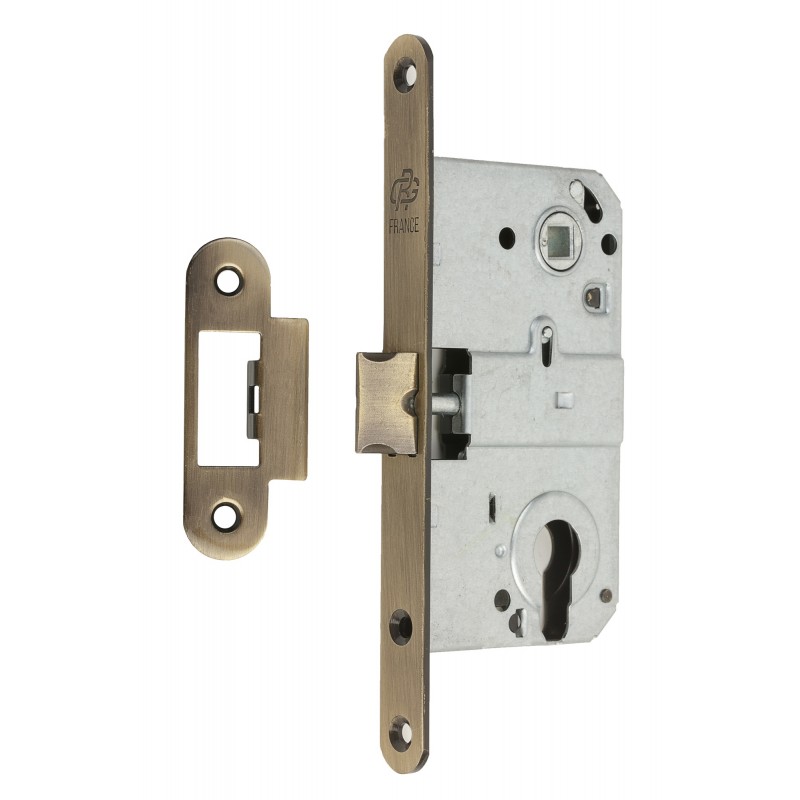 Механізм замка GAVROCHE GR85 PZ (BS50*85мм) метал.язичок AB бронза